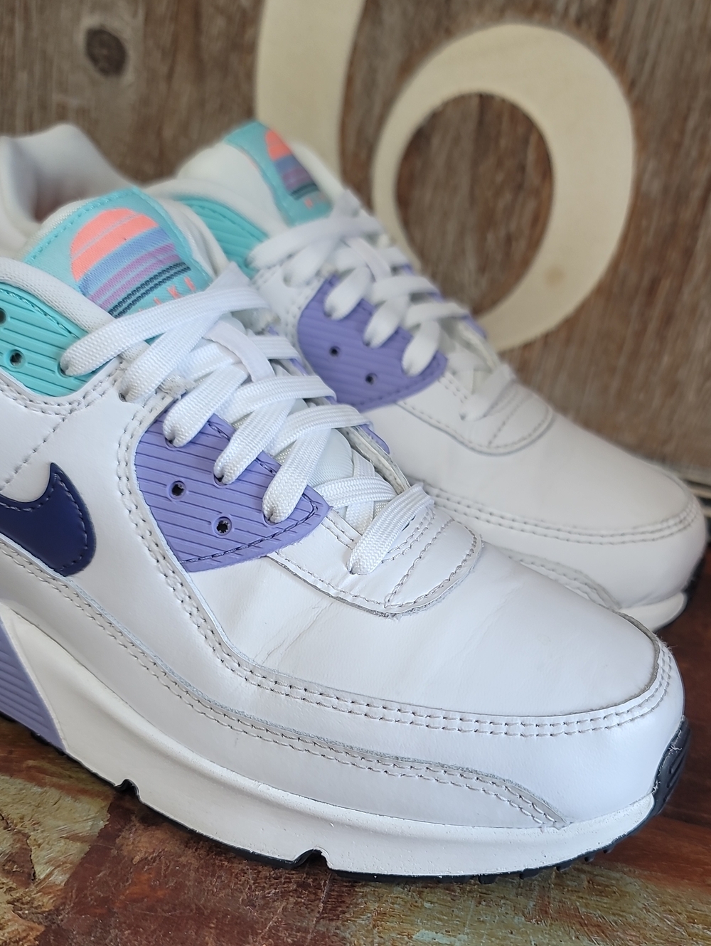 🔥 Nike Air Max 90 (Special Edition) 'White Dark Purple Dust' Wmns 6.5 Good Cond - Picture 12 of 16